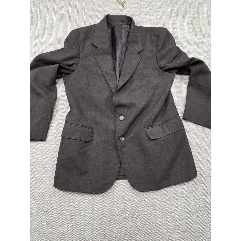 Angelica Career Fashions Mens 42 Short Blazer Charcoal Gray‎ 2-Button Sport Coat